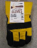 Cowhide Pile Lined - Split grain palm, finger tips, & knuckle protector.  Synthetic back.  Pile lined.