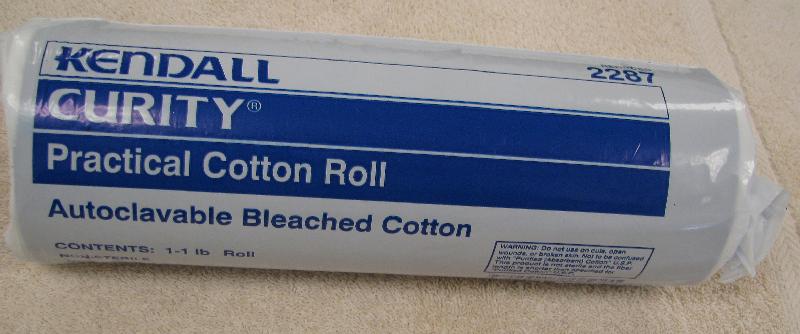 Cotton Roll 1 lb. - Curity Practical Cotton Roll, non-sterile. Size: 12-1/2" x 56". We prefer this Kendall due to ease of use, some products are very tight in the center and do not unroll well.