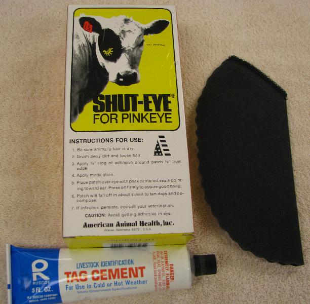 Shut Eye Patches Calf box of 10 with Cement - Livestock eye patches help protect the eye from sunlight, wind, dust, insects and other irritants.