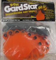 Gardstar Insecticide Ear Tags 25 cnt Package - A pyrethroid tag containing 10% permethrin. It works well in areas with pyrethroid susceptible horn fly populations. Also controls Gulf Coast ticks, face flies and spinose ear ticks and aids in control of stable flies, house flies, and lice. This 9.5 gram tag can be used on all cattle of any age including lactating dairy cattle. Apply with Y-Tex applicator (hollow) pin.