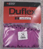 Duflex Ear Tags Large EX Blank Complete (25 cnt) - Large Extended Duflex tags are 2.5" wide X 3.7" high.  These are the medium size of the Duflex bangle tags for cattle and work well in calves or cows.  Packaged with like colored buttons but button color can be changed at your request.